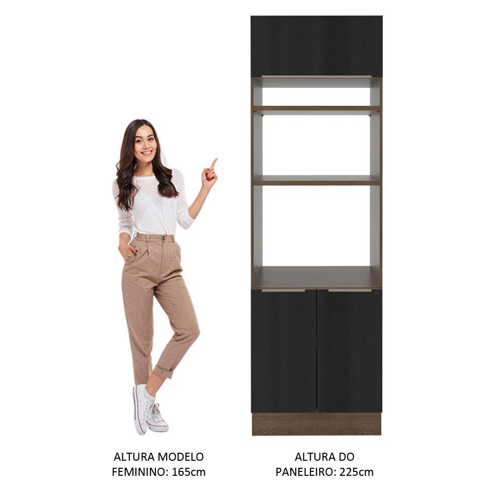 Torre Quente Madesa Lux 70 cm 3 Portas - Rustic/Preto