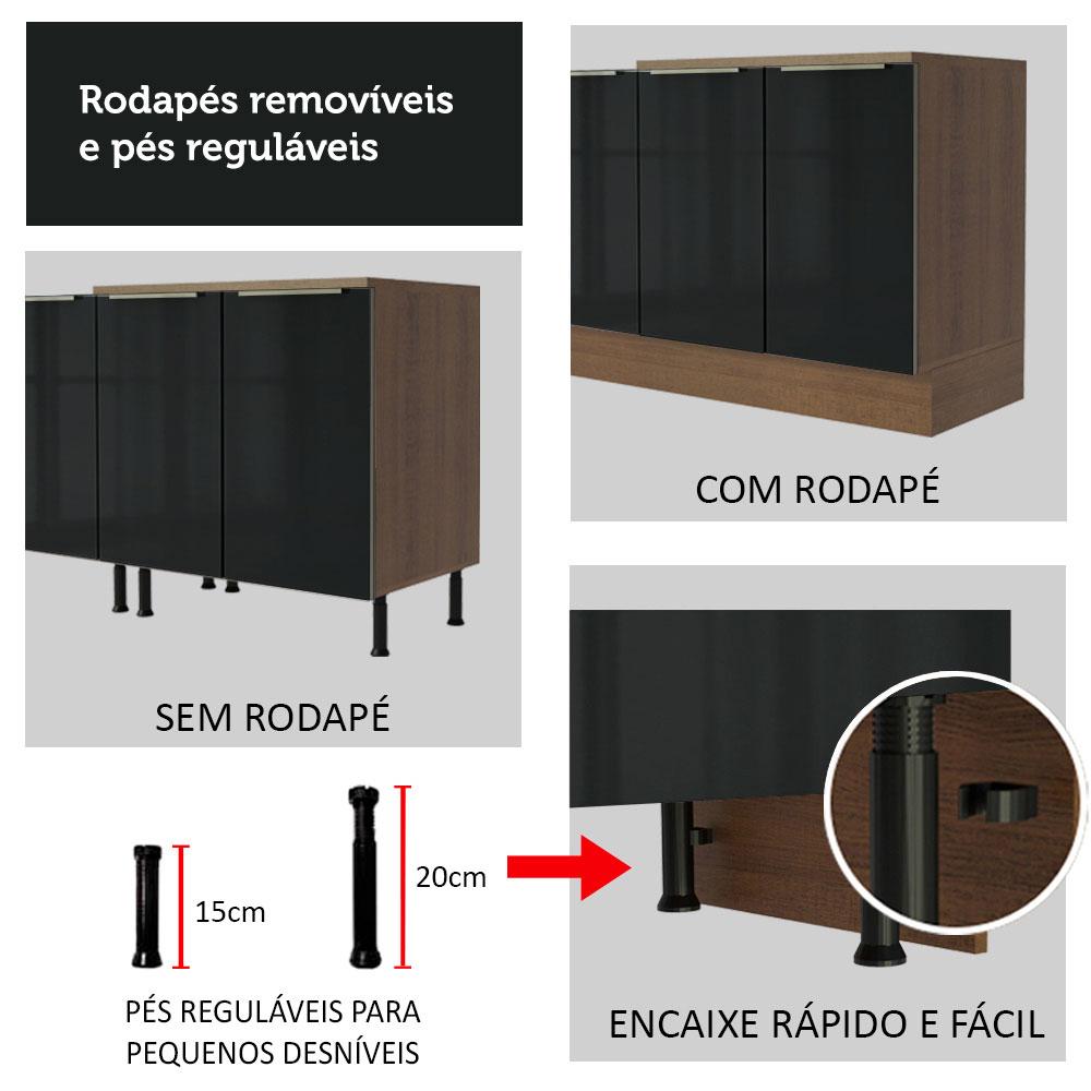 Torre Quente Madesa Lux 70 cm 3 Portas - Rustic/Preto