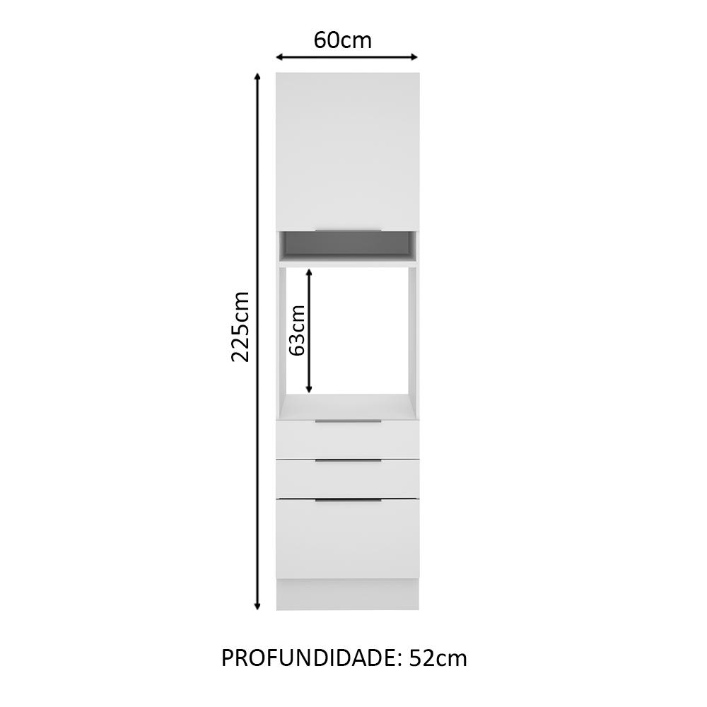 Torre Quente Madesa Stella 60 cm 1 Porta 3 Gavetas - Branco