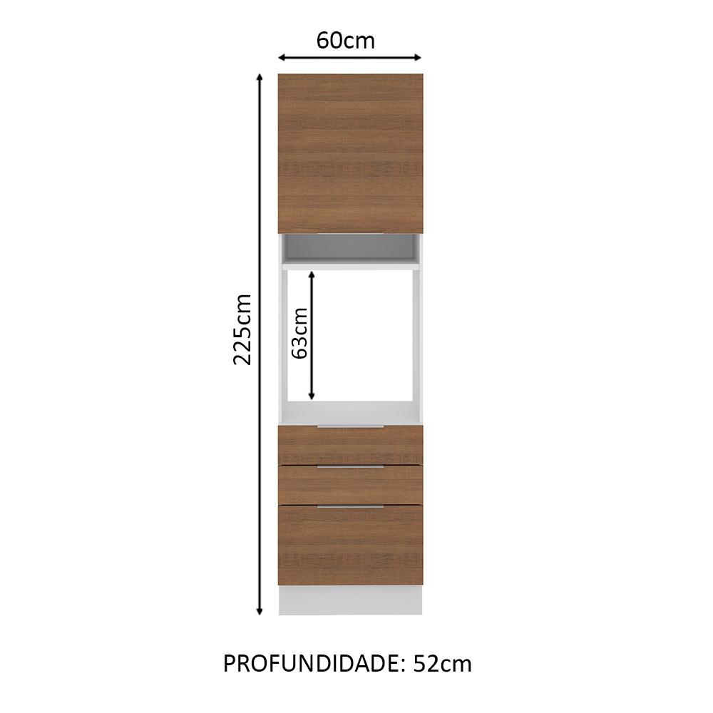 Torre Quente Madesa Stella 60 cm 1 Porta 3 Gavetas - Branco/Rustic
