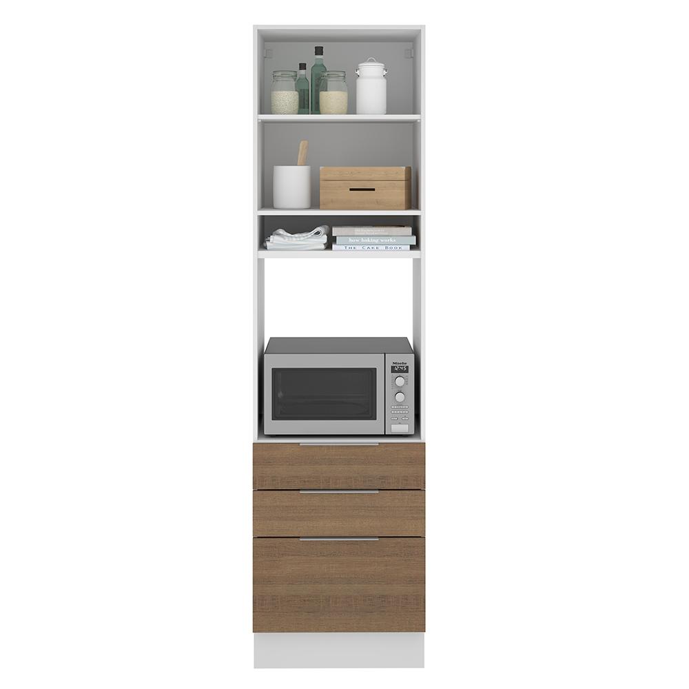 Torre Quente Madesa Stella 60 cm 1 Porta 3 Gavetas - Branco/Rustic