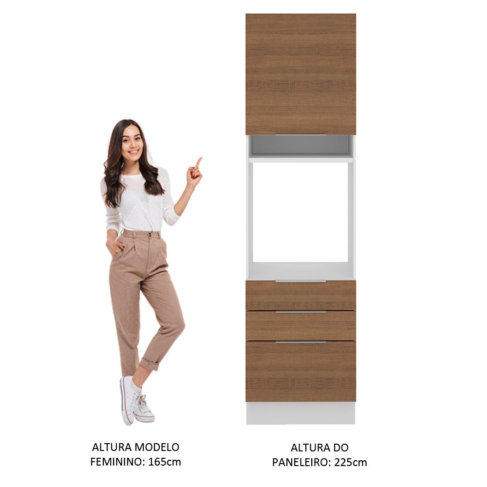 Torre Quente Madesa Stella 60 cm 1 Porta 3 Gavetas - Branco/Rustic