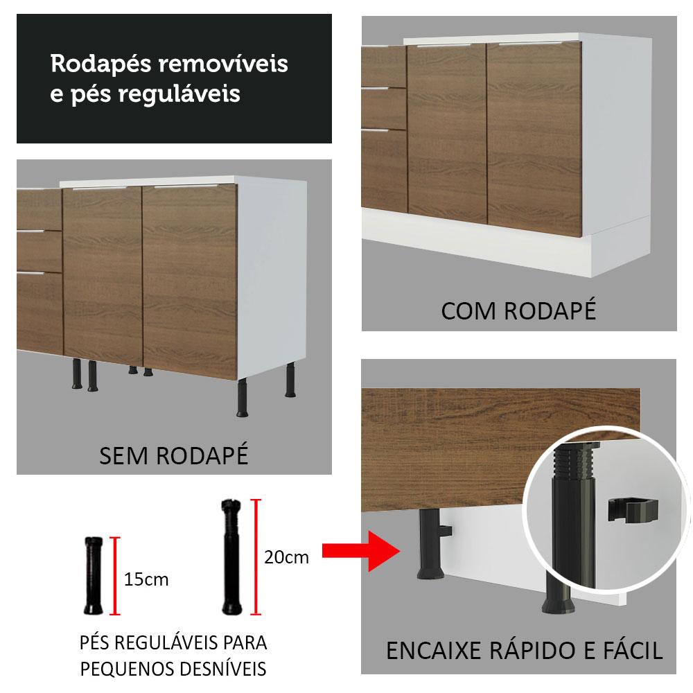Torre Quente Madesa Stella 60 cm 1 Porta 3 Gavetas - Branco/Rustic