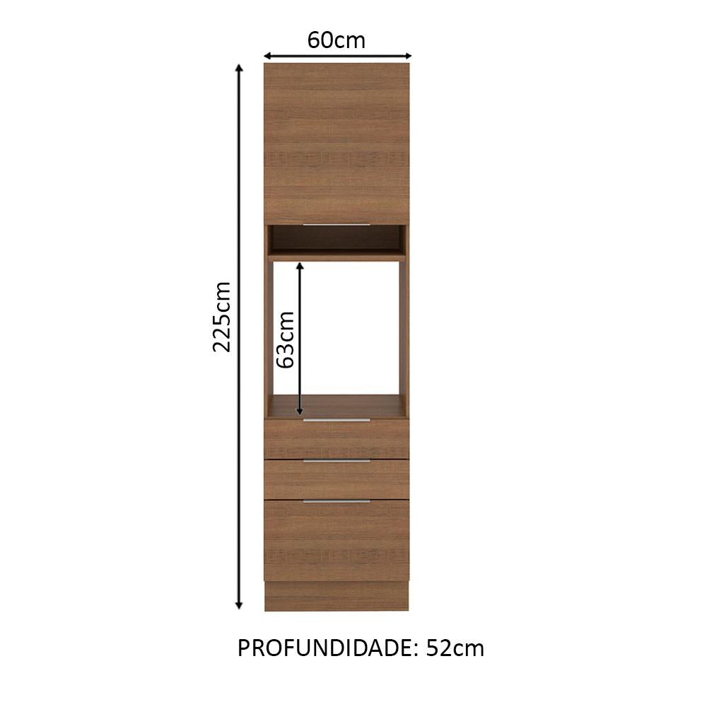 Torre Quente Madesa Stella 60 cm 1 Porta 3 Gavetas - Rustic