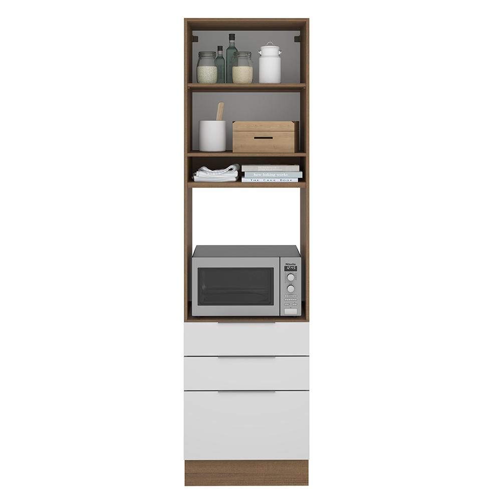 Torre Quente Madesa Stella 60 cm 1 Porta 3 Gavetas - Rustic/Branco