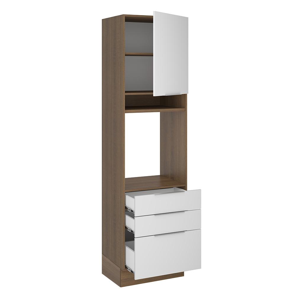 Torre Quente Madesa Stella 60 cm 1 Porta 3 Gavetas - Rustic/Branco