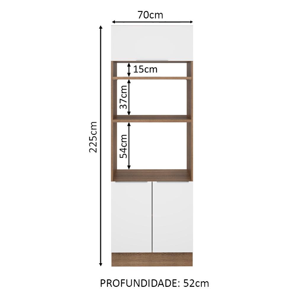 Torre Quente Madesa Stella 70 cm 3 Portas - Rustic/Branco