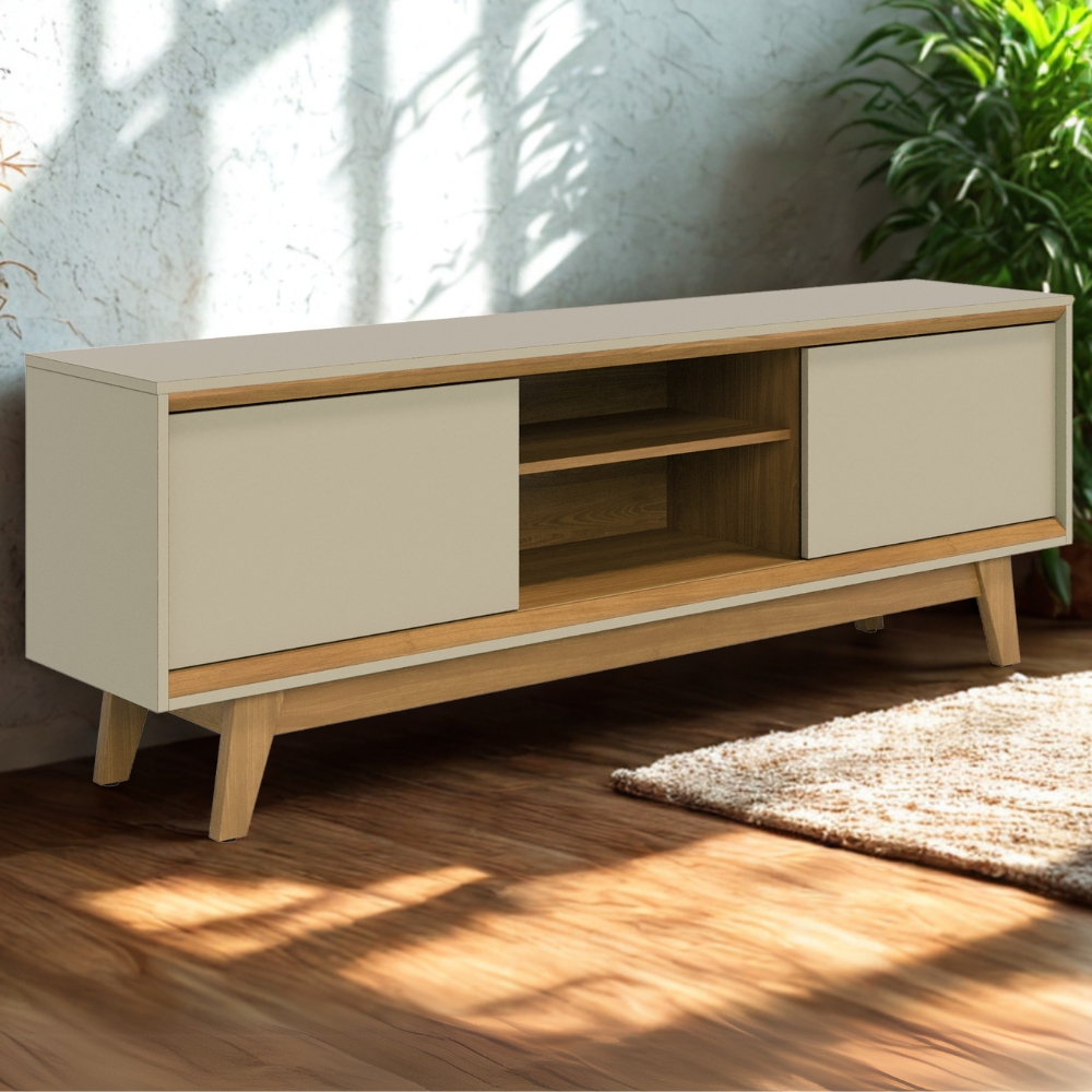  Rack Bancada Tv 65 Pol 2P 164 cm Atlas Cumaru Opala MADETEC