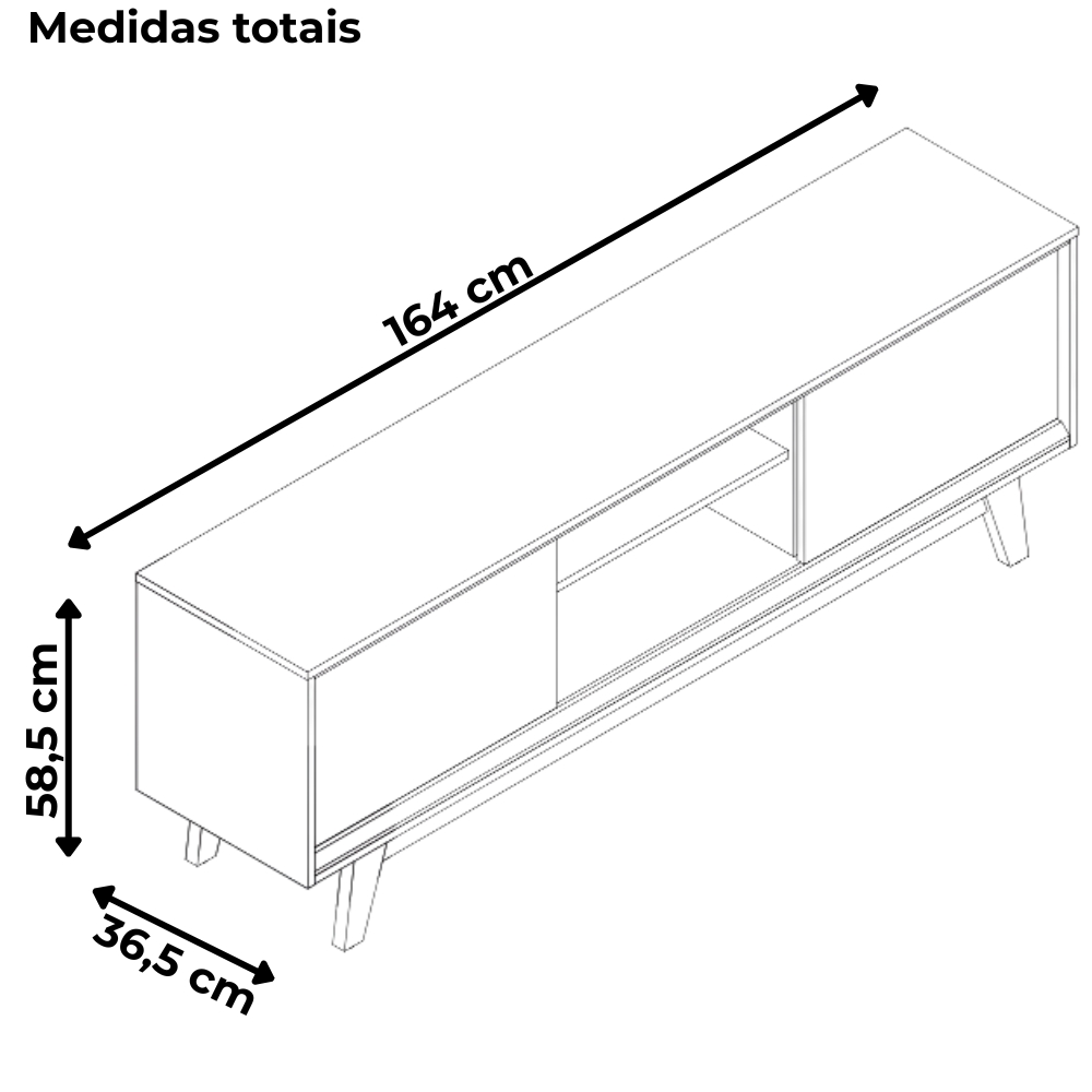  Rack Bancada Tv 65 Pol 2P 164 cm Atlas Cumaru Opala MADETEC