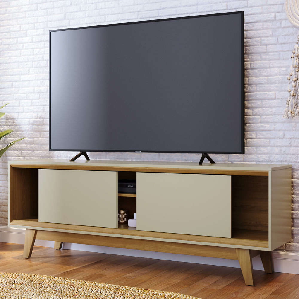  Rack Bancada Tv 65 Pol 2P 164 cm Atlas Cumaru Opala MADETEC