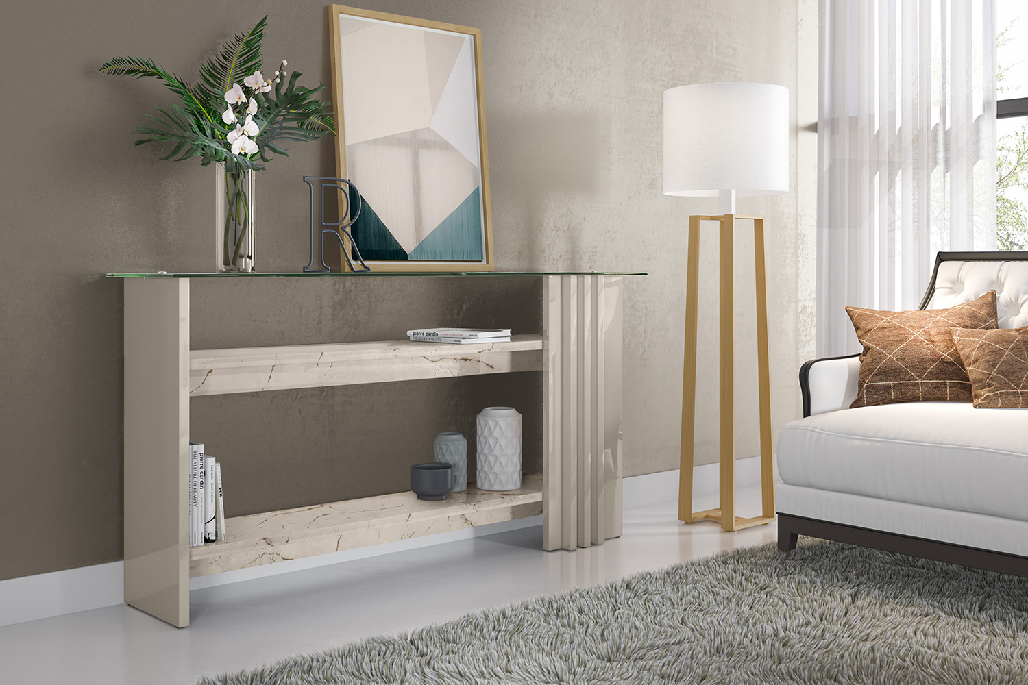 Aparador 2 Prateleiras Ulisses Calacata Off-White