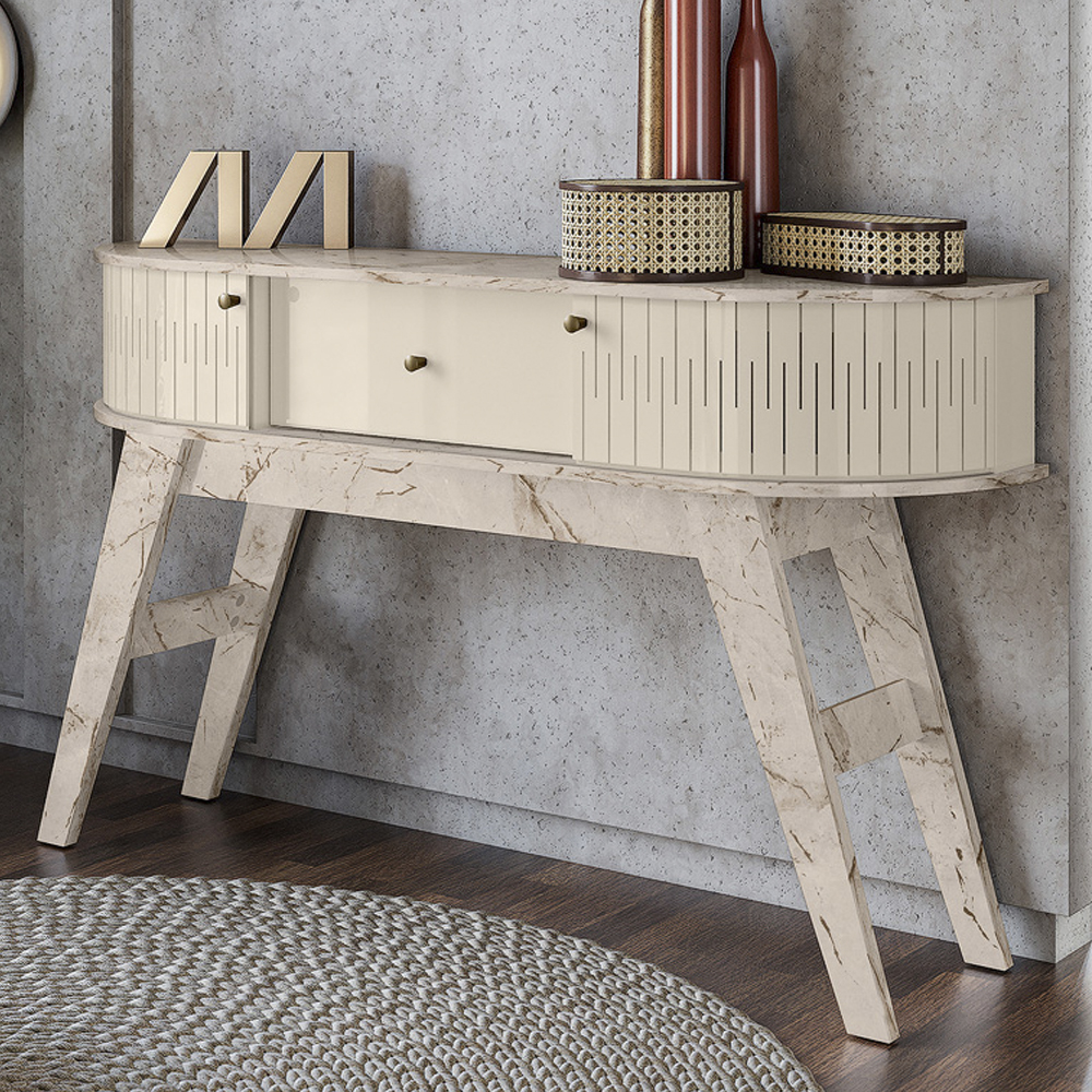 Aparador Para Sala 1 Gaveta 136 cm Estoril Calacata Off White MADETEC