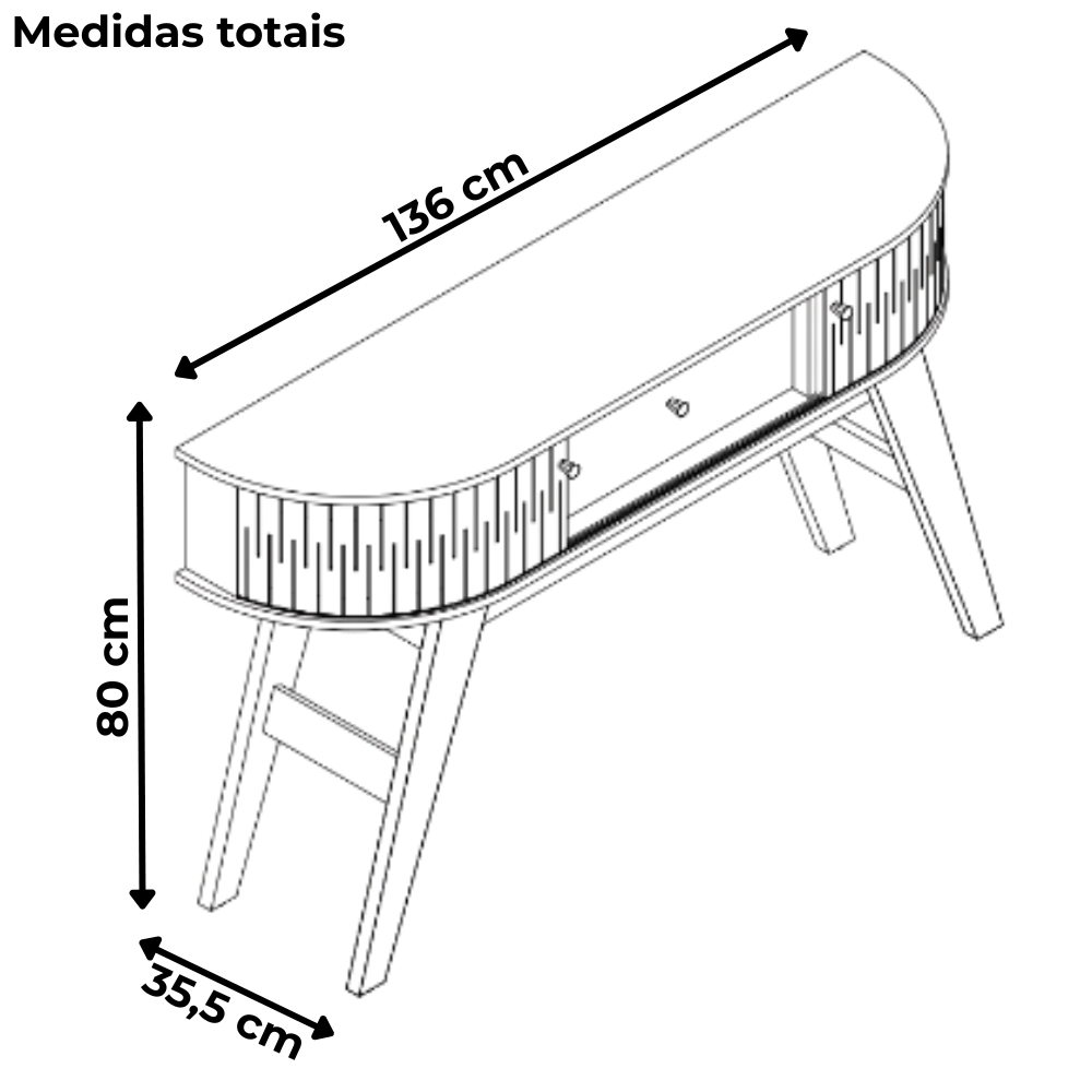 Aparador Para Sala 1 Gaveta 136 cm Estoril Cinamomo Off White MADETEC