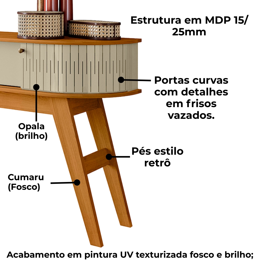 Aparador Para Sala 1 Gaveta 136 cm Estoril Cumaru Opala MADETEC