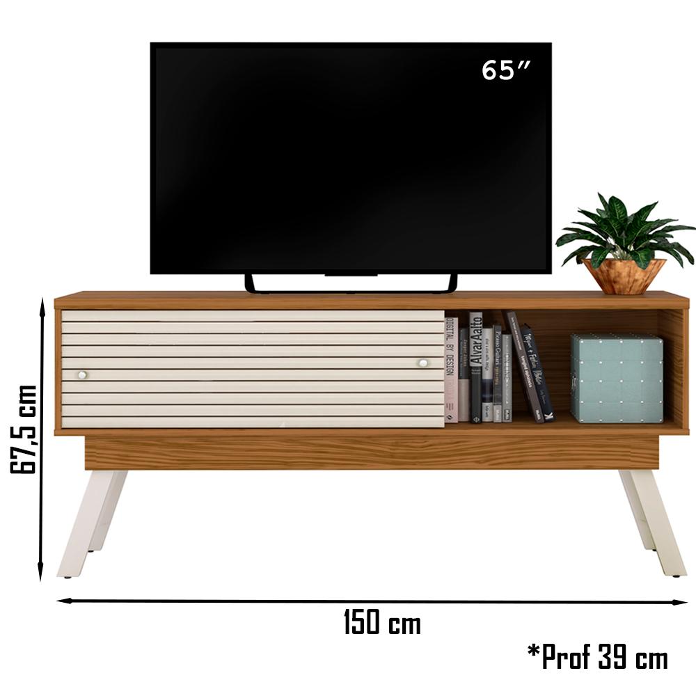 Bancada Para TV 65 Polegadas 5061 Naturale Off White Madetec