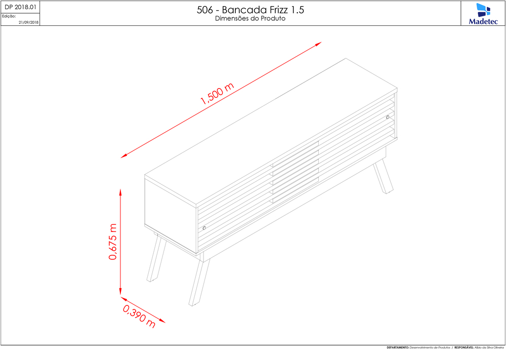 Bancada Rack Frizz 1,5 Madetec Para Tv até 65 Polegadas