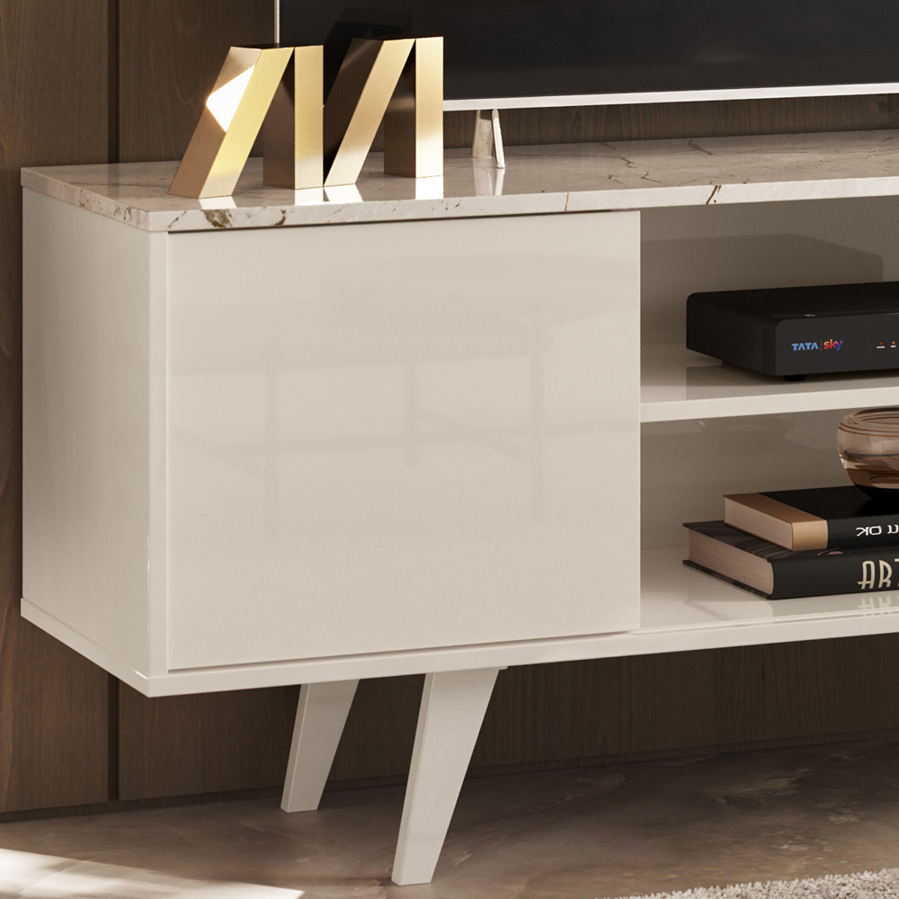 Bancada Rack TV 55 Polegadas 136cm 3951 Calacata Off White MDT