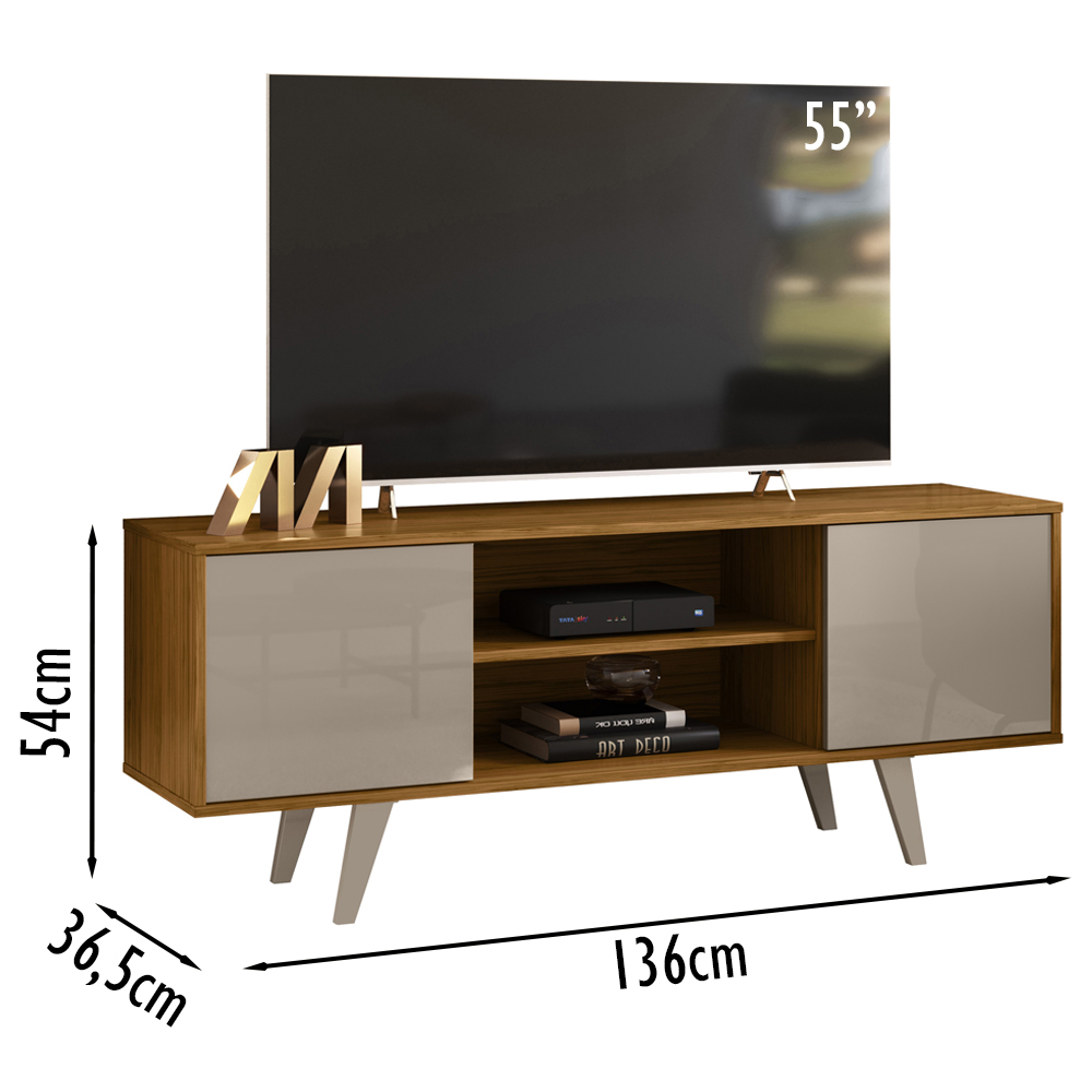Bancada Rack TV 55 Polegadas 136cm 3951 Fenddi Naturale MDT