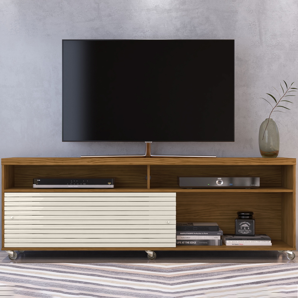 Bancada Rack TV 65 Polegadas 182cm 3961 Cedro Nat Off White MDT