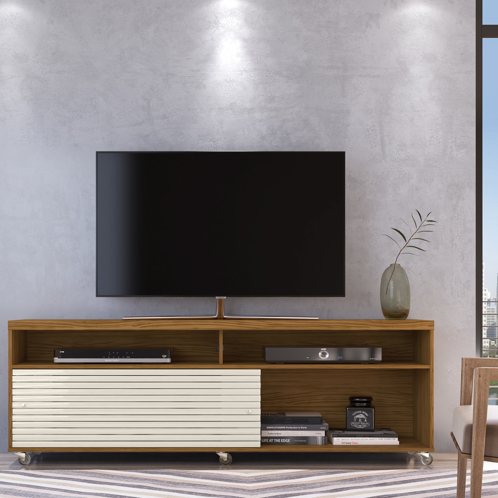 Bancada Rack TV 65 Polegadas 182cm 3961 Cedro Nat Off White MDT