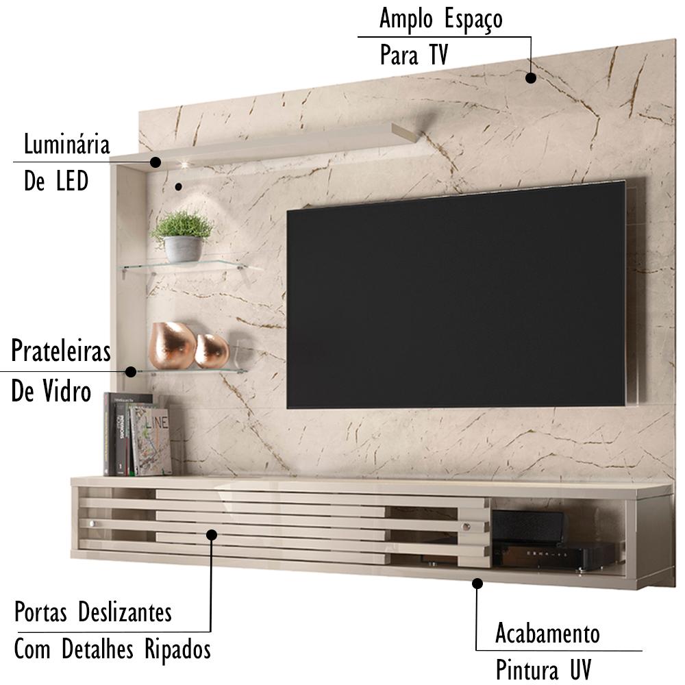 Bancada Suspensa Para TV 50 Polegadas 2801 Calacata Off White Madetec