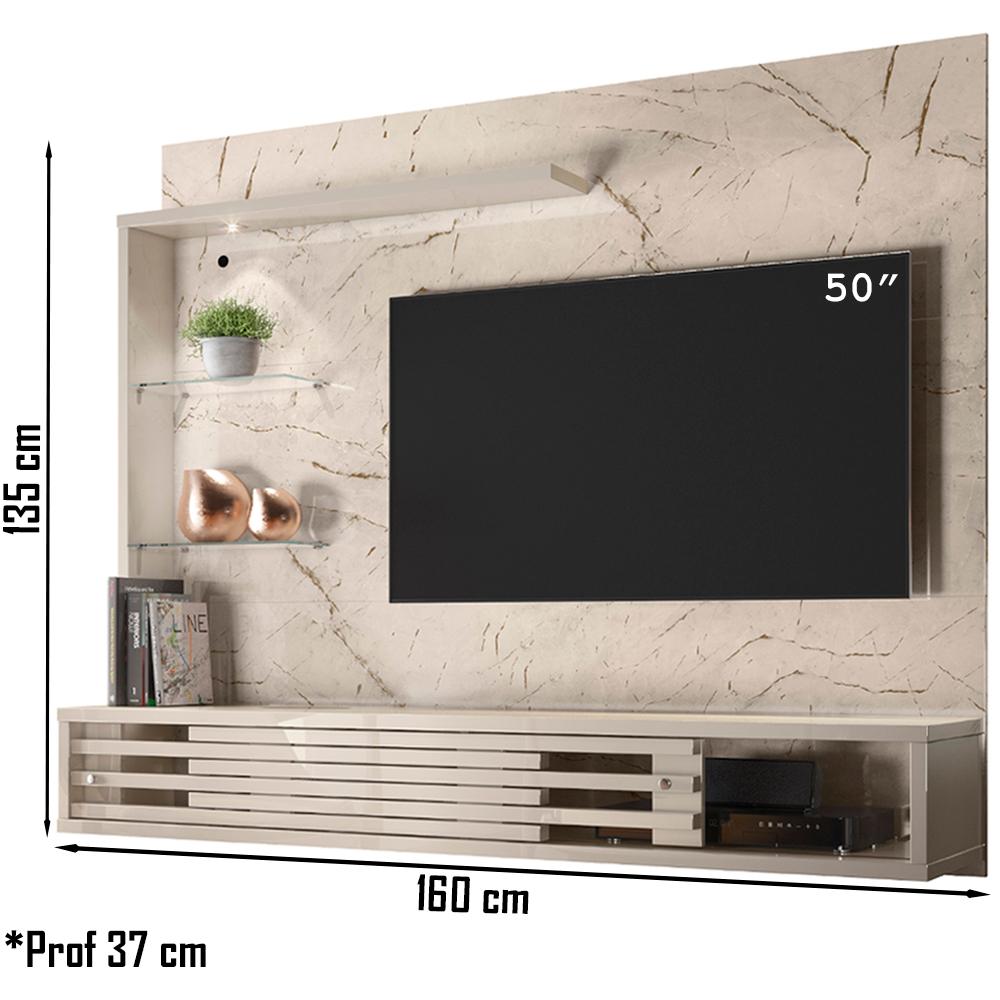 Bancada Suspensa Para TV 50 Polegadas 2801 Calacata Off White Madetec