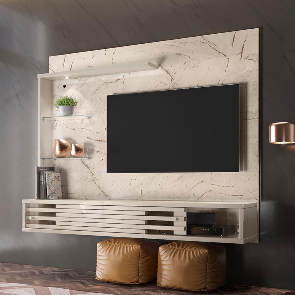 Bancada Suspensa Para TV 50 Polegadas 2801 Calacata Off White Madetec