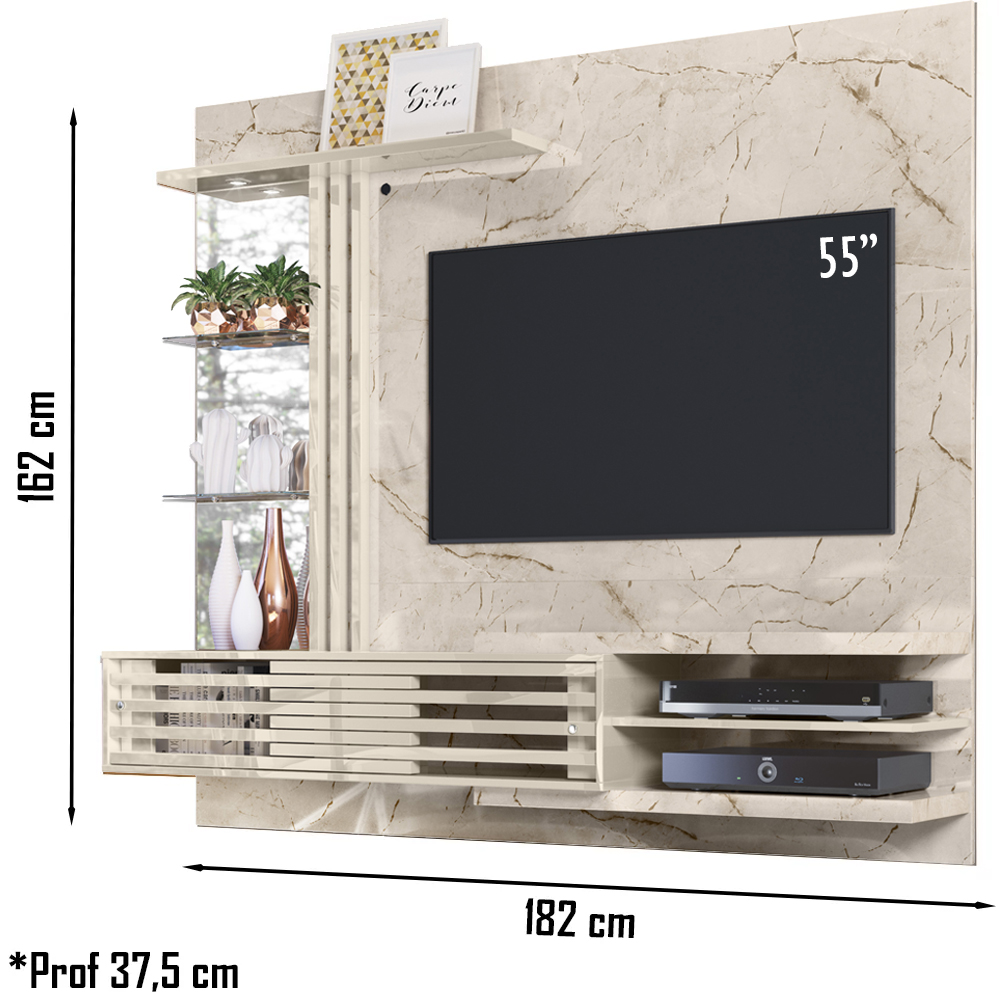 Bancada Suspensa Para TV 55 Polegadas 2781 Calacata Off White MDT