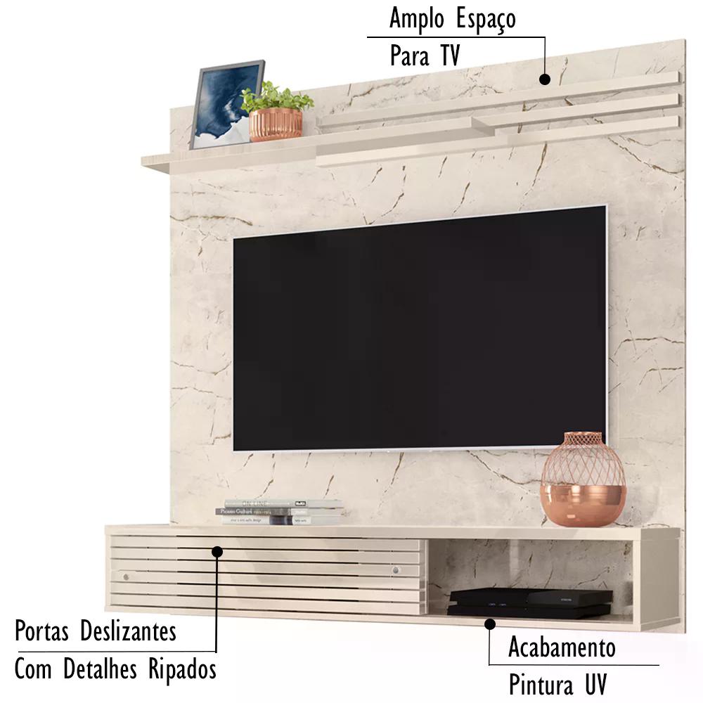 Bancada Suspensa Para TV 55 Polegadas 2811 Calacata Off White Madetec