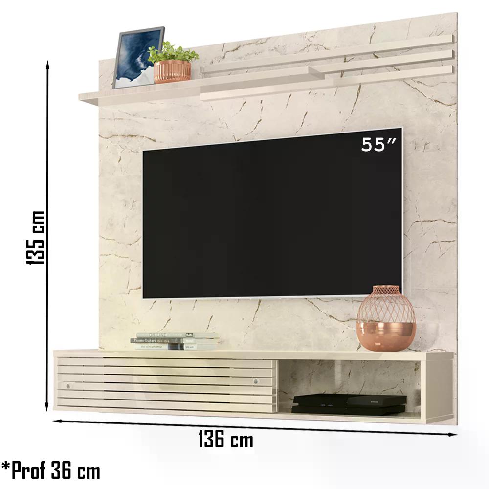 Bancada Suspensa Para TV 55 Polegadas 2811 Calacata Off White Madetec