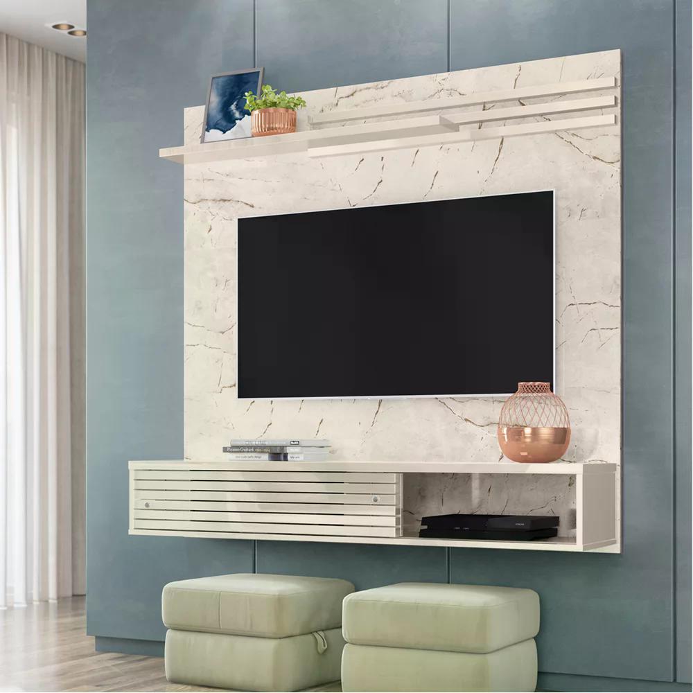 Bancada Suspensa Para TV 55 Polegadas 2811 Calacata Off White Madetec