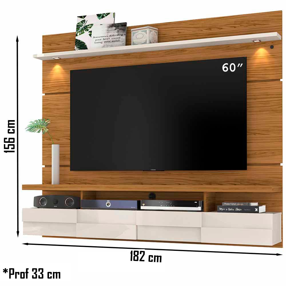 Bancada Suspensa Para TV 60 Polegadas 2761 Naturale Off White Madetec