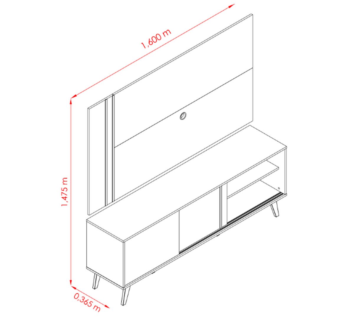Bancada com Painel para Tv até 65 Polegadas Ares Cinamomo/Off White