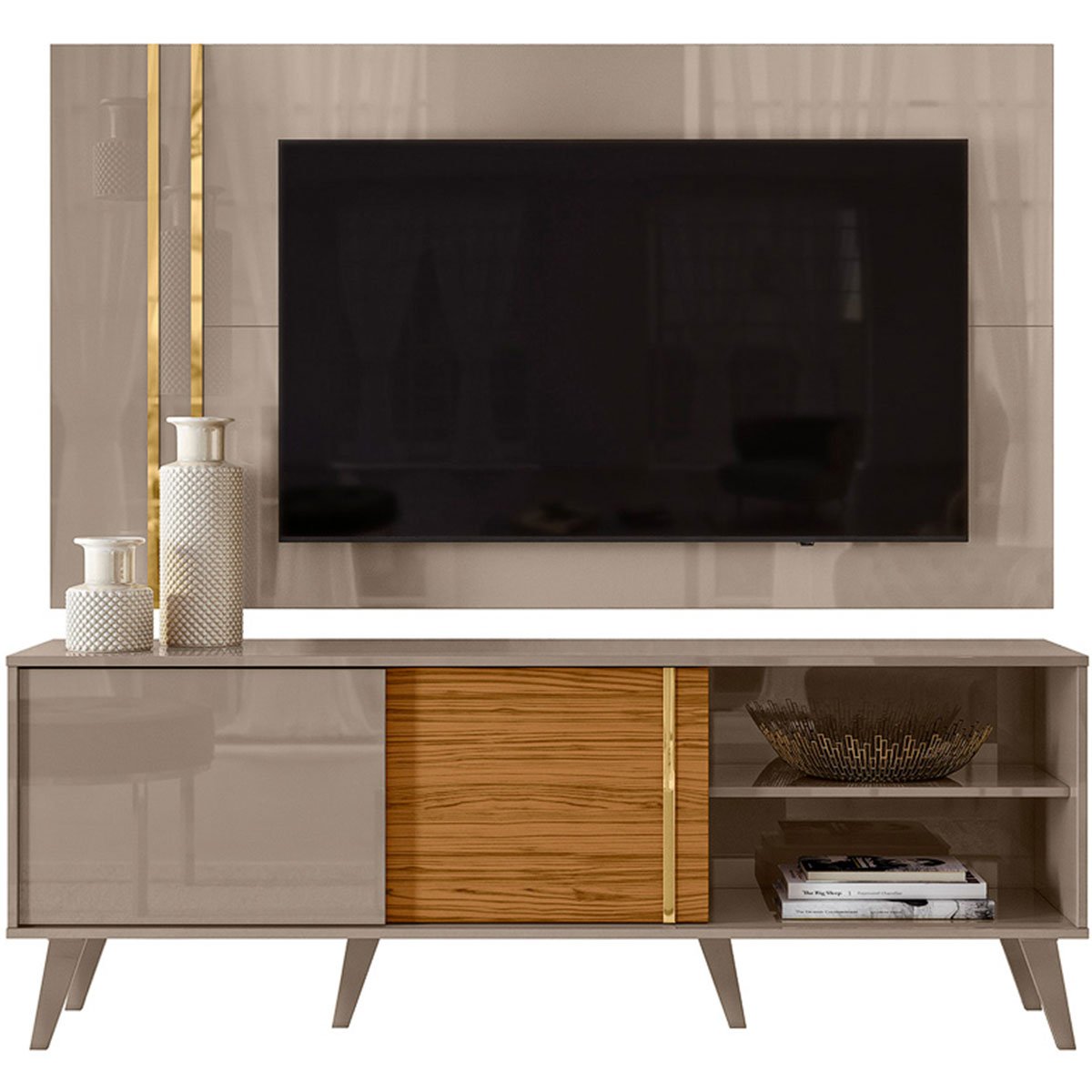 Bancada com Painel para Tv até 65 Polegadas Ares Fendi/Naturale