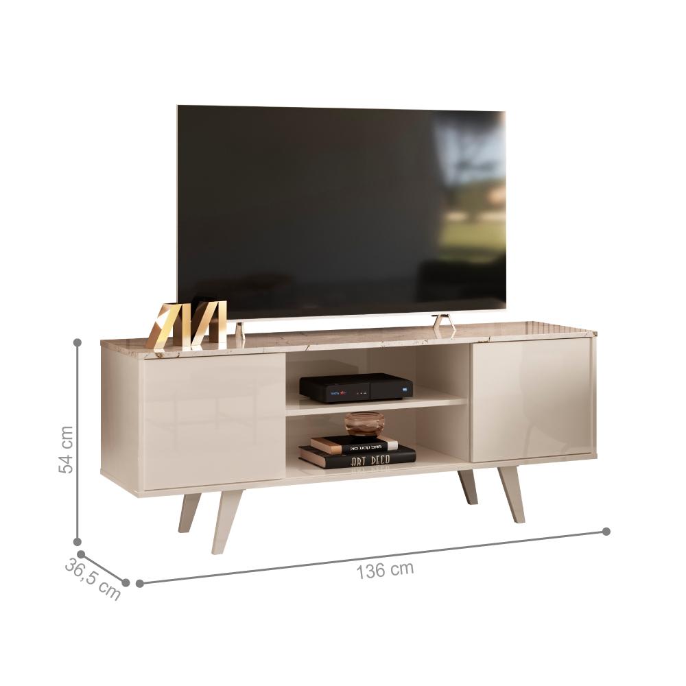 Bancada para TVs até 55 Polegadas Taiwan Calacata Off-White