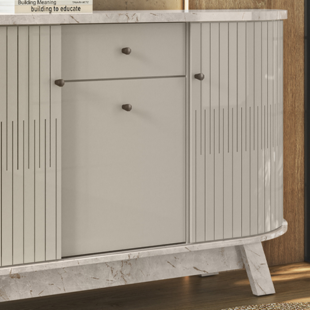 Buffet Aparador 3 Portas 136 cm Monza Calacata Off White MADETEC