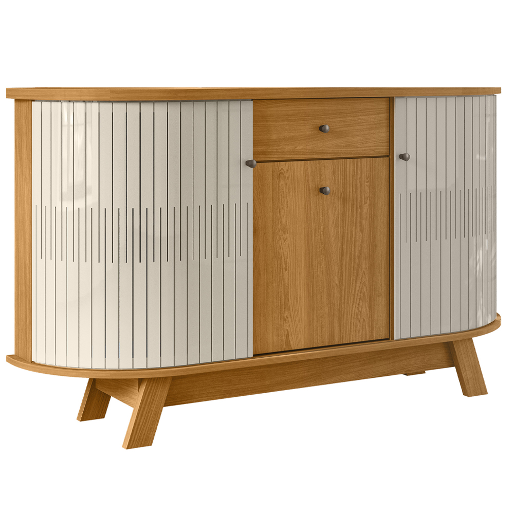 Buffet Aparador 3 Portas 136 cm Monza Cinamomo Off White Madetec
