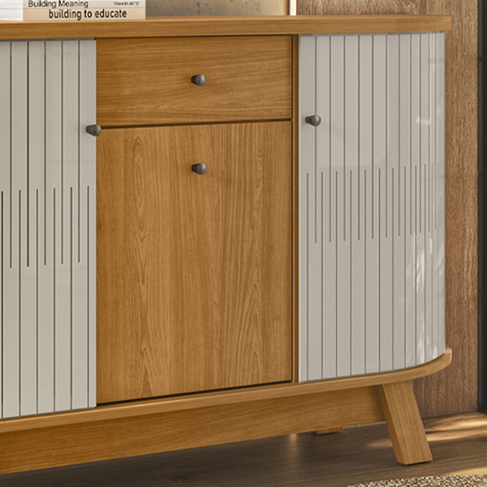 Buffet Aparador 3 Portas 136 cm Monza Cinamomo Off White Madetec