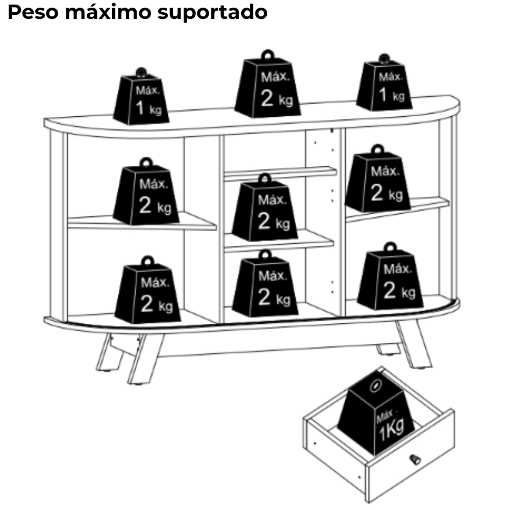 Buffet Aparador 3 Portas 136 cm Monza Cumaru Opala MADETEC