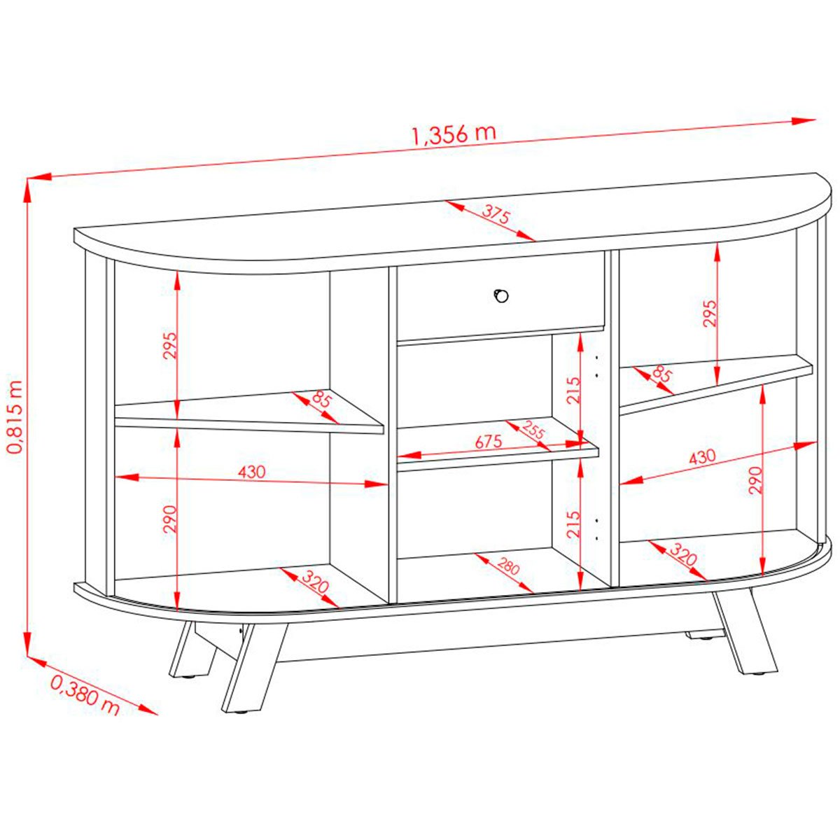 Buffet Aparador 3 Portas e 1 Gaveta 100% MDP Brianza Calacata/Off White