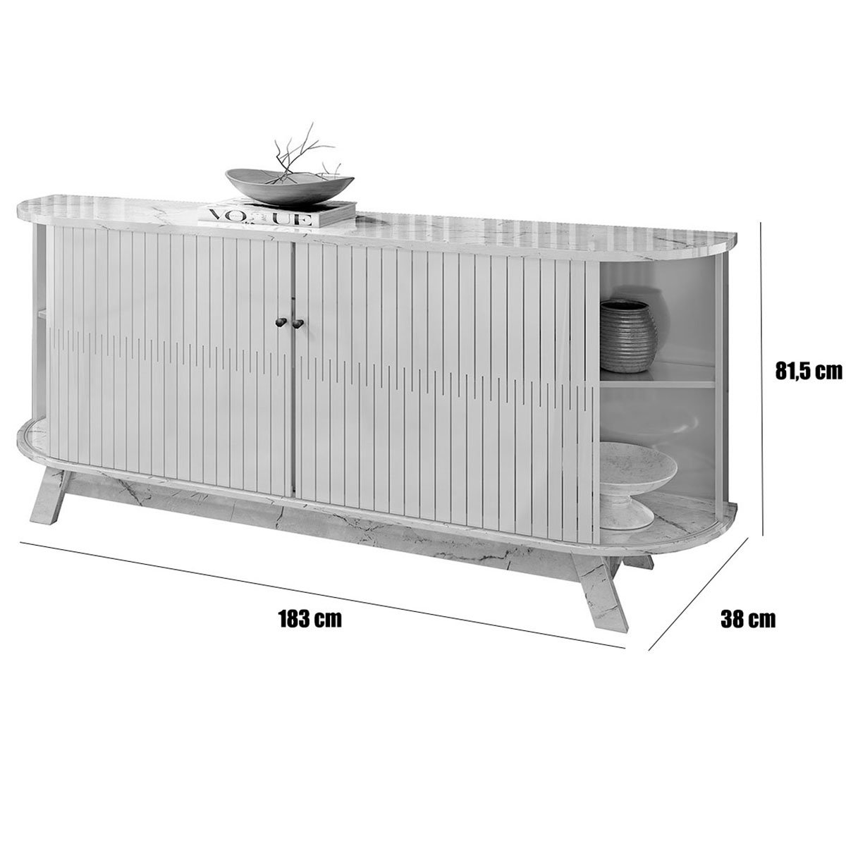 Buffet Aparador 4 Portas e 2 Gavetas 100% MDP Mônica Cinamomo/Off White