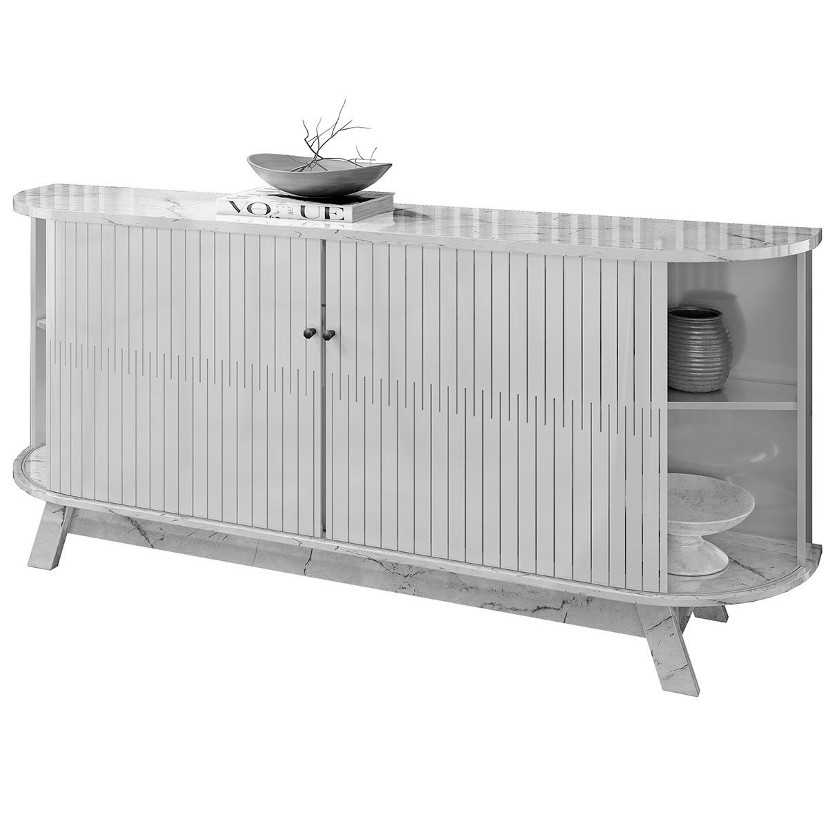 Buffet Aparador 4 Portas e 2 Gavetas 100% MDP Mônica Cinamomo/Off White