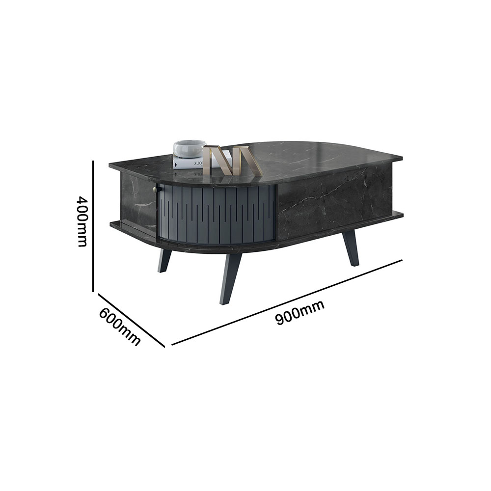 Conjunto Aparador Estoril com Mesa de Centro Indianápolis Calacata/Off White Madetec