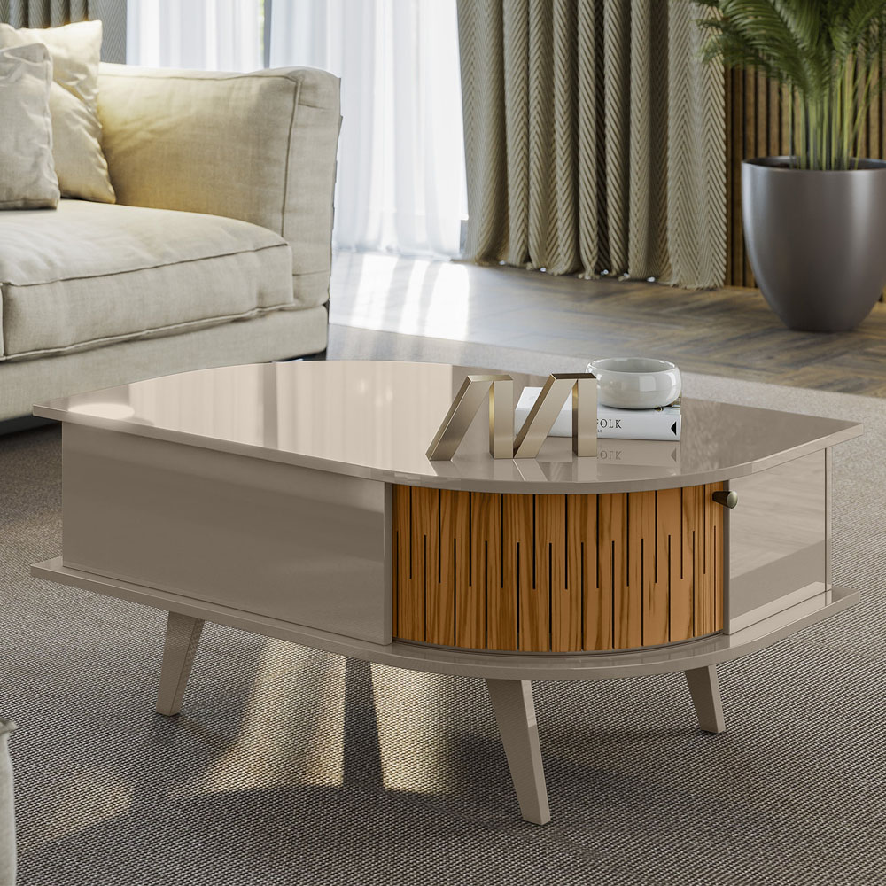 Conjunto Aparador Estoril com Mesa de Centro Indianápolis Fendi/Naturale Madetec