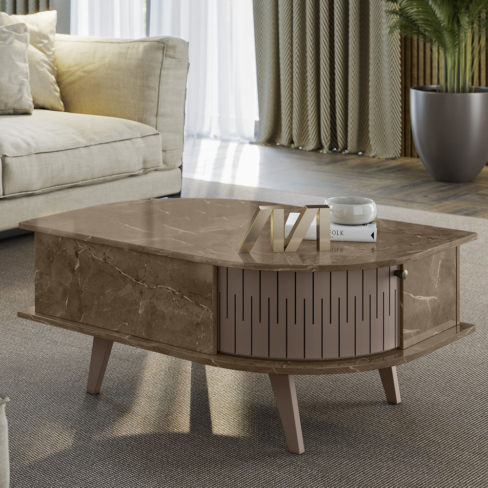 Conjunto Aparador Estoril com Mesa de Centro Indianápolis Imperial/Sepia Madetec