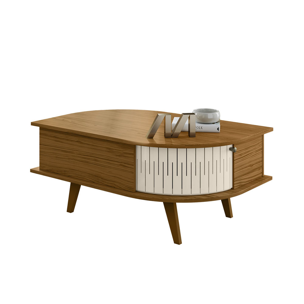 Conjunto Aparador Estoril com Mesa de Centro Indianápolis Naturale/Off White Madetec