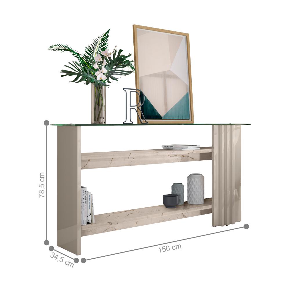 Conjunto Bancada e Mesa de Centro Darshan Calacata Off-White