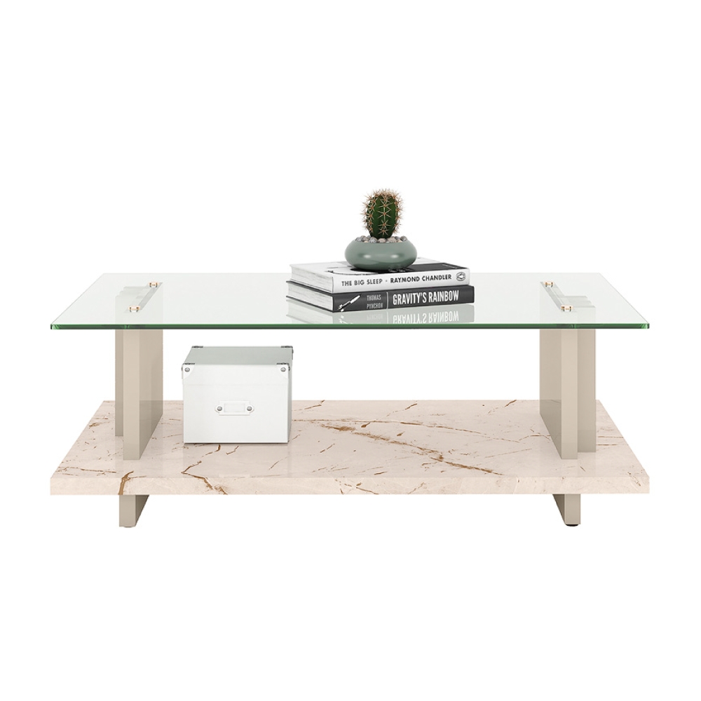 Conjunto Home Theater e Mesa de Centro Wayne Calacata Off-White