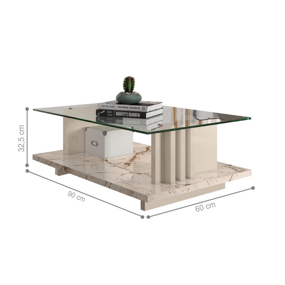 Conjunto para Sala de Estar Completo Zimmer Calacata Off-White