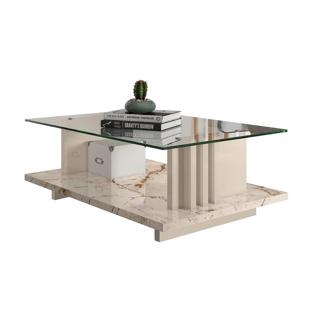Conjunto para Sala de Estar Completo Zimmer Calacata Off-White